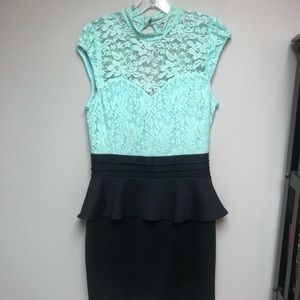 Peplum Mini Dress w/ Lace Detailing